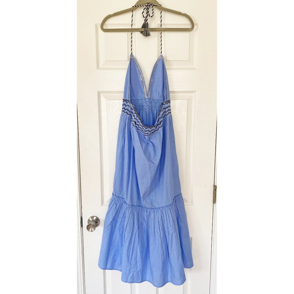 ❗️SOLD❗️SAYLOR BLUE KAT MIDI EMBROIDERED HALTER DRESS - Picture 7 of 9